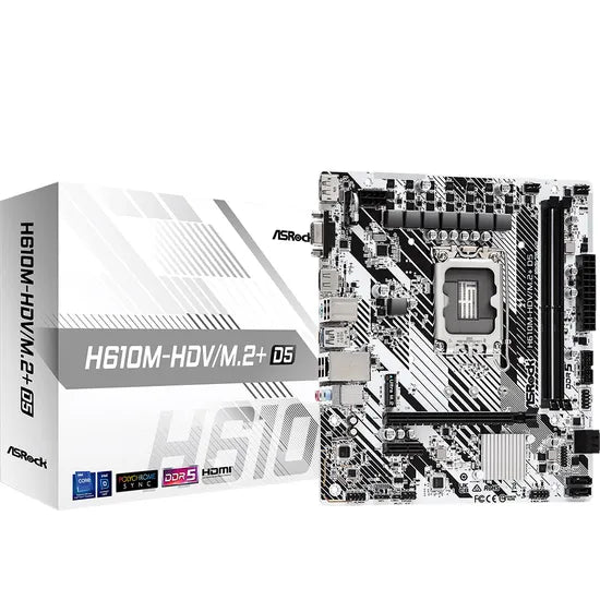 PLACA MADRE ASROCK 1700 H610M-HDV/M.2+ D5 WHITE HDMI/VGA/DP/USB3.2/LAN/DDR5/MATX Product