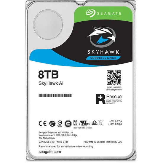 DISCO DURO 8TB INT 3.5"" SATA3 SEAGATE SKYHAWK AI SURVEILLANCE 7200RPM 256MB ST8000VE001