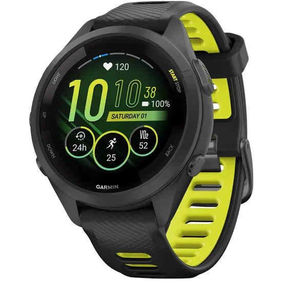 RELOJ GARMIN FORERUNNER 265S 42MM BLACK - BLACK/AMP YELLOW BAND 010-02810-03