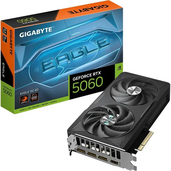 PLACA DE VIDEO GIGABYTE RTX5060 EAGLE OC 8GB/GDDR7/2497MHZ/2FAN GV-N5060EAGLE OC-8GD 3GTA.BR-PY