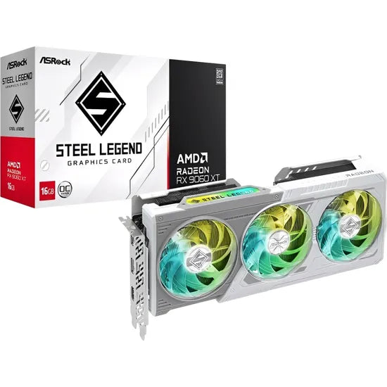 PLACA DE VIDEO ASROCK RADEON RX9060 XT STEEL LEGEND OC 16GB/GDDR6/3320MHZ/3FAN