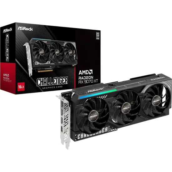 PLACA DE VIDEO ASROCK RADEON RX9070 XT CHALLENGER 16GB/GDDR6/256BIT/2970MHZ/3FAN
