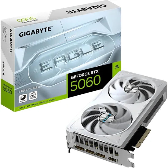 PLACA DE VIDEO GIGABYTE RTX5060 EAGLE OC ICE 8GB/GDDR7/2497MHZ/2FAN GV-N5060EAGLEOC ICE-8GD 3GTA.BR-PY