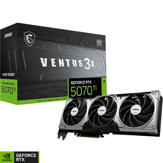 PLACA DE VIDEO MSI RTX5070 TI VENTUS 3X OC 16GB/GDDR7/2497MHZ/3FAN