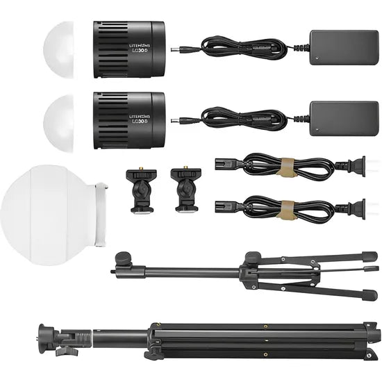 KIT LED GODOX LITEMONS LC-30D-K2 + DISFUSOR + 2 TRIPODES