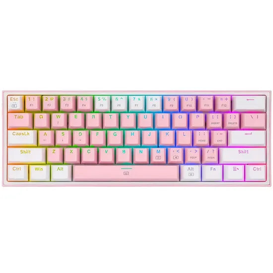TECLADO REDRAGON K617-RGB FIZZ RAINBOW PINK WHITE (RED SWITCH 60% HOTSWAP) Product