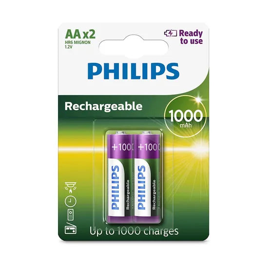 PILA RECARGABLE PHILIPS AA R6B2RTU10/97 PACK-2 (1000MAH)