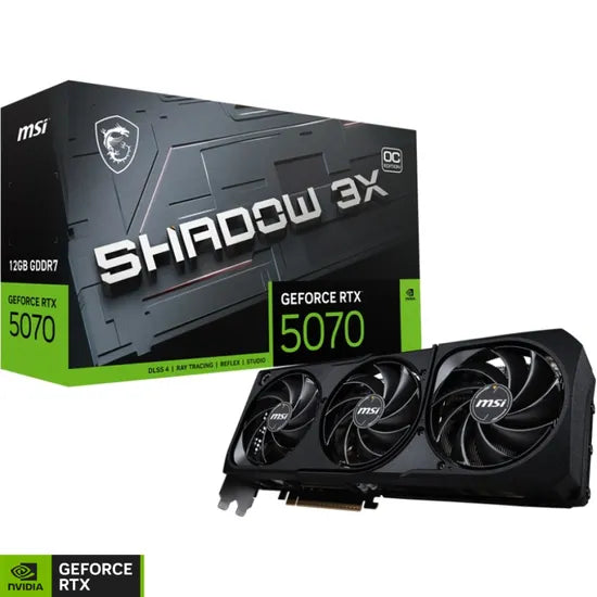 PLACA DE VIDEO MSI RTX5070 SHADOW 3X OC 12GB/GDDR7/2557MHZ/3FAN
