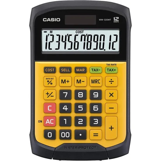 CALCULADORA COMPACTA CASIO WM-320MT-W-DC RESISTENTE/AGUA/POLVO/BACK/YELLOW Product