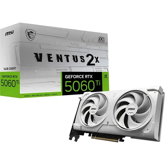 PLACA DE VIDEO MSI RTX5060 TI VENTUS 2X OC WHITE PLUS 8GB/GDDR7/2617MHZ/2FAN Product
