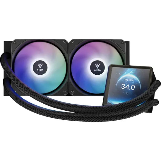 COOLER LIQUID GAMDIAS AURA GL240 LCD IPS 4"" ARGB 240MM PWM/2FAN/BLACK 1GTA.BR