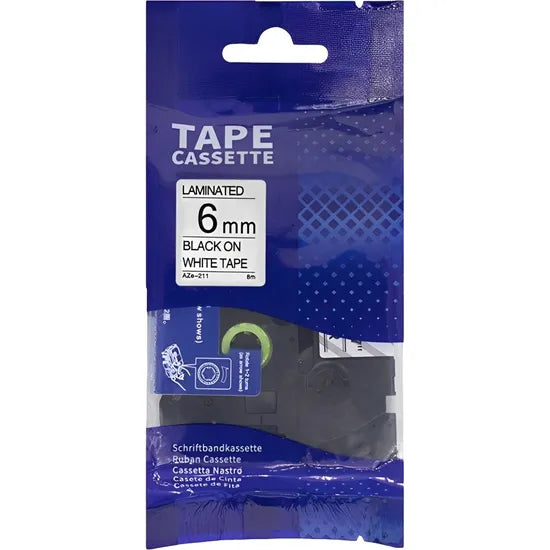 CINTA P/ROTULADORA TURBOTAG/BROTHER AZE-211 NEGRO EN BLANCO 6MM/8MTS Product