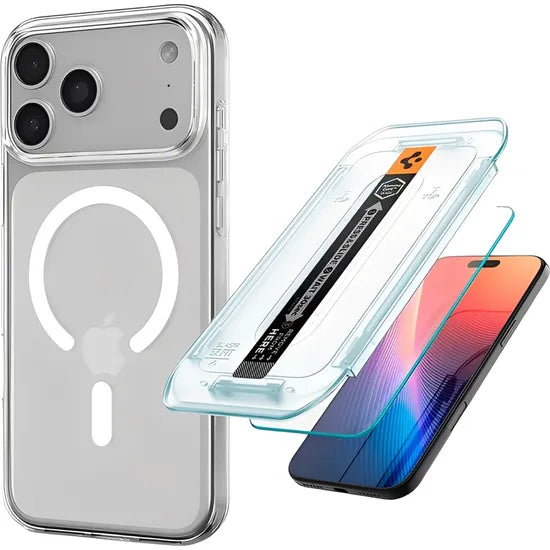 CASE MAGSAFE + FILM VIDRIO SPIGEN IPHONE 17 PRO ULTRA HYBRID CLEAR WHITE ACS09949 Product