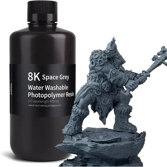 RESINA P/IMPRESORA 3D ELEGOO WATER-WASHABLE 8K SPACE GREY 1KG Product
