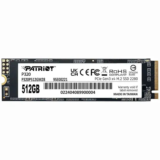 SSD 512GB M.2 NVME PATRIOT PCIE GEN 3X4 2280MB/S P320P512GM28 Product