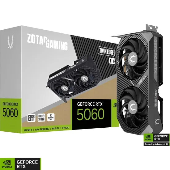 PLACA DE VIDEO ZOTAC RTX5060 GAMING TWIN EDGE OC 8GB/GDDR7/128BIT/2527MHZ/2FAN ZT-B50600H-10M