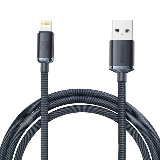 CABLE USB-A / LIGHTNING BASEUS CAJY000101 CRYSTAL SHINE 2.4A 2M GRAY