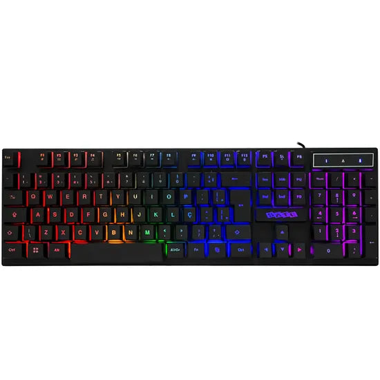 TECLADO SATELLITE AK-891 USB C/FIO RGB - BLACK PORTUGUES