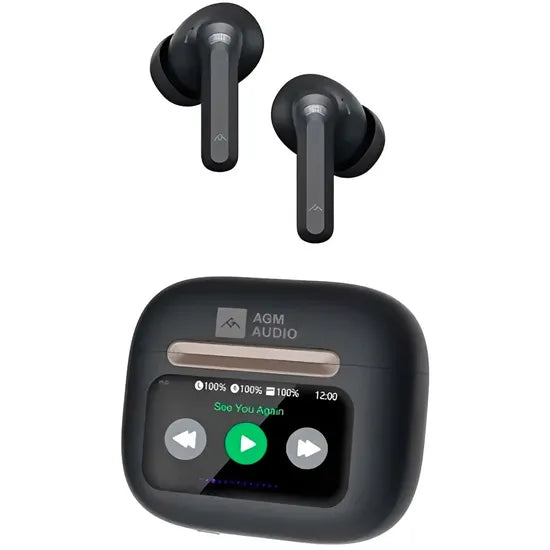 AURICULAR AGM BUDS 9 BT/TOUCH/ANC/TWS/MIC/IPX4/LCD BLACK