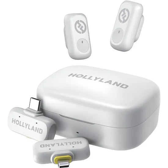 MICROFONO HOLLYLAND LARK A1 COMBO (2TX + 1RX USB-C + 1RX LIGHTNING) - WHITE - ANATEL