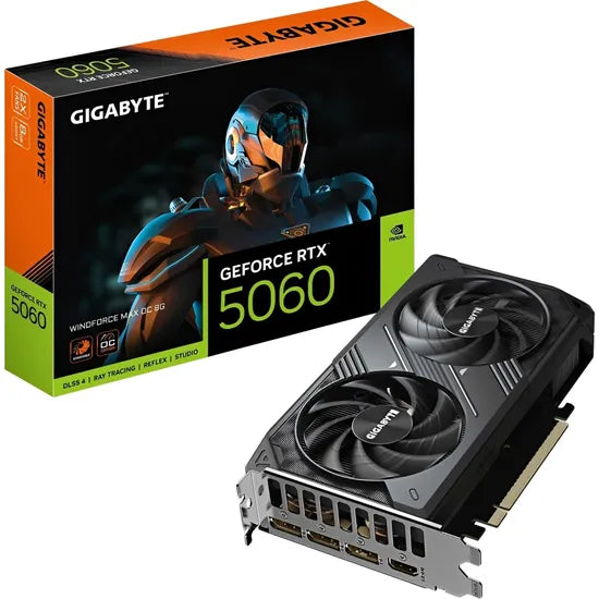 PLACA DE VIDEO GIGABYTE RTX5060 WINDFORCE MAX OC 8GB/GDDR7/2497MHZ/2FAN GV-N5060WF2MAX-8GD 3GTA.BR-PY