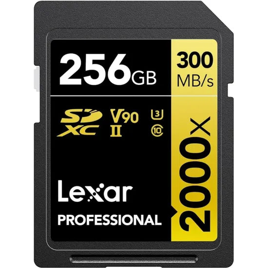 MEMORIA RAM SD 256GB LEXAR PROFESSIONAL GOLD 2000X 300-260MB/S C10 (LSD2000256G-BNNNG)