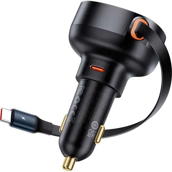 CARGADOR P/AUTO BASEUS C00057802111-0 ENJOYMENT PRO USB-C+CABLE USB-C RETRACTABLE Product