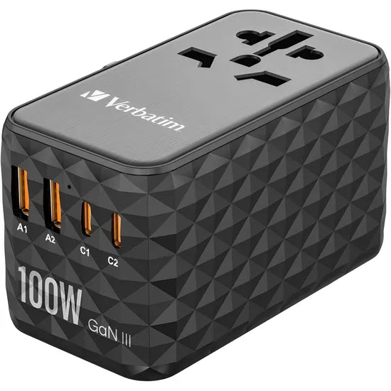 ADAP. DE ENCHUFE UNIVERSAL VERBATIM UTA-06 GAN III 5EN1 100W 2USB-A/2USB-C/CA BLACK 32121 Product
