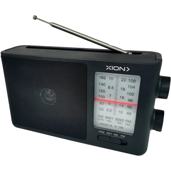 RADIO PORTATIL XION XI-RA5 AM/FM/3.5MM/BLACK/PILA TIPO D(NO INCLUIDAS)/220V 50-60HZ Product