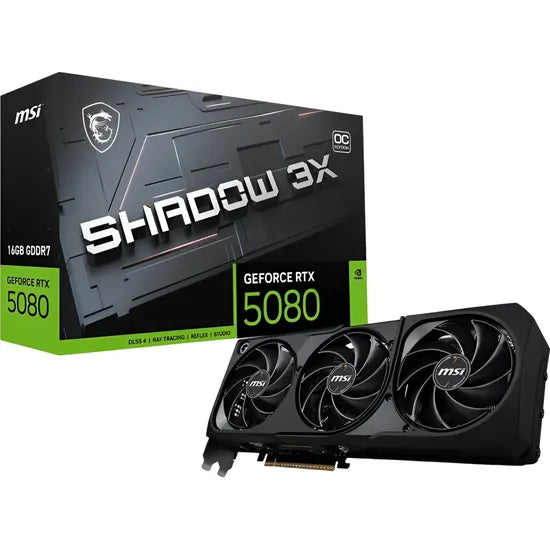 PLACA DE VIDEO MSI RTX5080 SHADOW 3X OC 16GB/GDDR7/2655MHZ/3FAN 912-V531-031