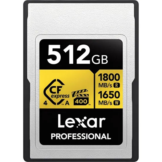 MEMORIA RAM CF EXPRESS 4.0 512GB LEXAR PROFESS. TIPO A GOLD SERIES 1800-1650MB/S LCAEXG4512G-RNENG