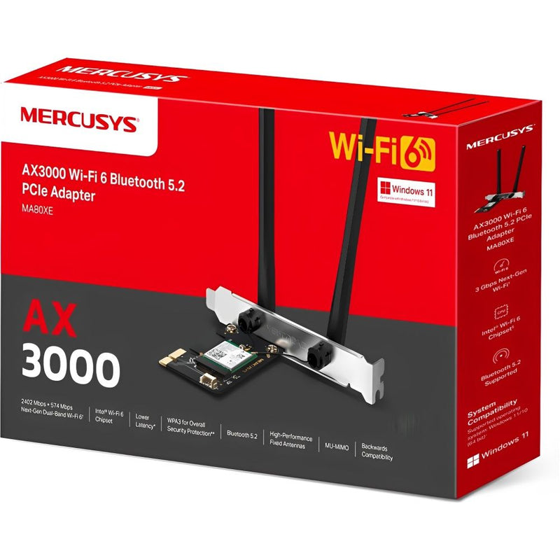 MERCUSYS ADAP. PCIE MA80XE AX3000 DUAL-BAND WI-FI 6 BLUETOOTH 5.2 119601