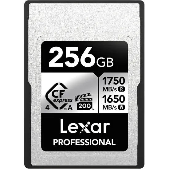 MEMORIA RAM CF EXPRESS 4.0 256GB LEXAR PROFESS. TIPO A SILVER 1750-1650MB/S (LCAEXS4256G-RNENG)