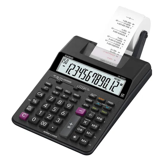 CALCULADORA C/ BOBINA CASIO HR-100RC-BK-DC C/PILA(AAX4)S/FUENTE(6V)/BLACK Product
