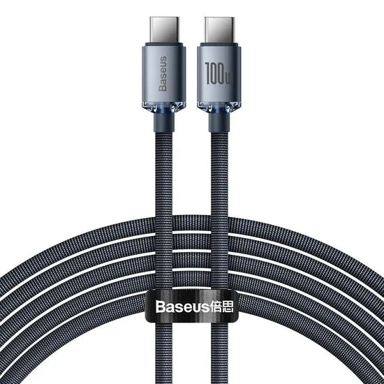 CABLE USB-C / USB-C BASEUS CAJY000701 CRYSTAL SHINE 100W 2M BLACK 1 AÑO GTA