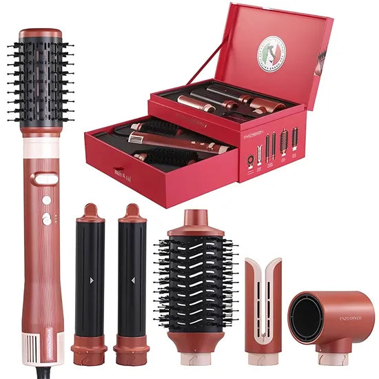 KIT CEPILLO SECADOR ENZO 6-IN-1 KERATIN B2 PINK 1500W 220V