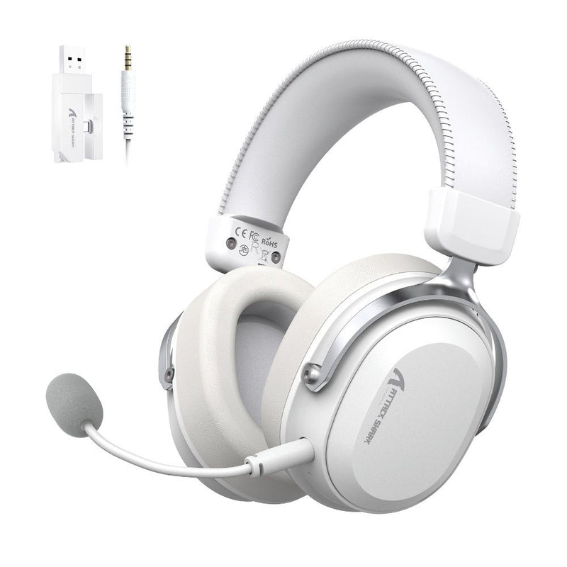 AURICULAR WIRELESS ATTACK SHARK L30 PRO HEADSET/BT/QUAD-MODE/MIC 360°/NC/WHITE/SILVER