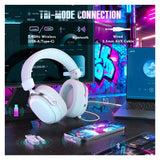 AURICULAR WIRELESS ATTACK SHARK L30 PRO HEADSET/BT/QUAD-MODE/MIC 360°/NC/WHITE/SILVER