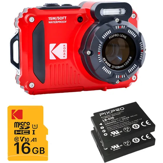 CAMARA KODAK PIXPRO WPZ2 BUNDLE (2 BAT + MEM 16GB) RED