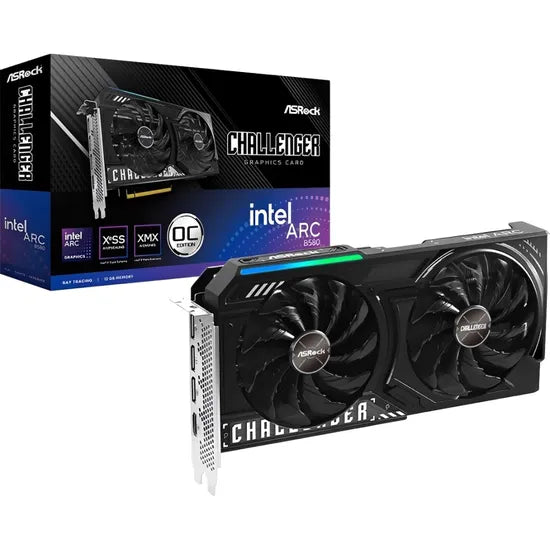 PLACA DE VIDEO ASROCK INTEL ARC B580 CHALLENGER OC 12GB/GDDR6/2740MHZ/2FAN/BLACK
