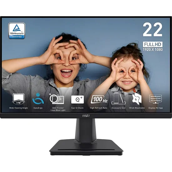 MONITOR 22"" MSI PRO MP225V FHD 100HZ/1MS/1.07B/EYE CARE/HDMI/VGA/BLACK