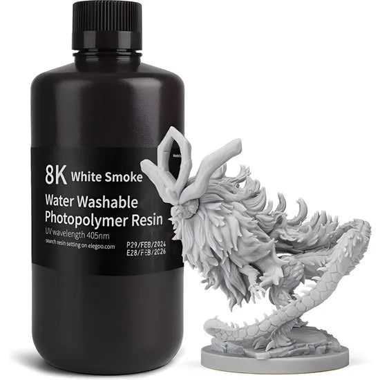 RESINA P/IMPRESORA 3D ELEGOO WATER-WASHABLE 8K SPACE WHITE SMOKE 1KG Product