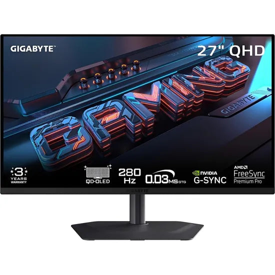 MONITOR 27"" GIGABYTE MO27Q2A 280HZ/HDR/OLED/QHD/0.03MS/99% DCI-P3/FREE/BK 3GTA.BR-PY