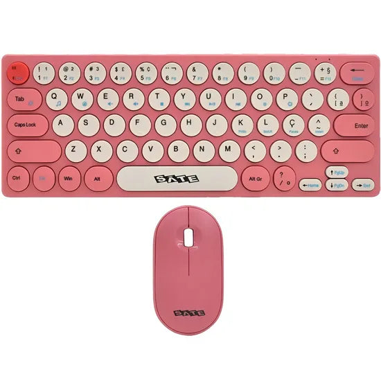 KIT TECLADO+MOUSE WIRELESS 2.4G SATELLITE AK-6061G PINK PORTUGUES