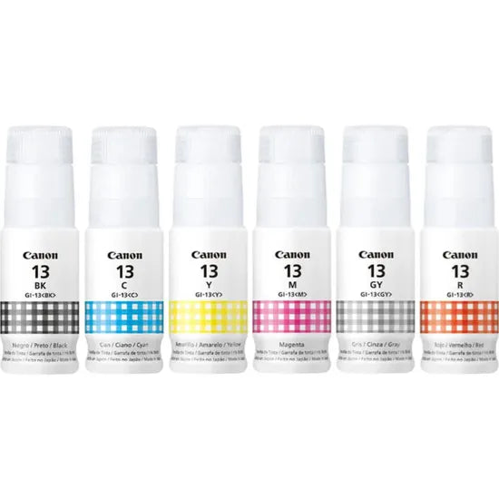 BOTELLA DE TINTA CANON GI-13 BK C M Y GY R MEGA KIT 60ML (G510-G610)