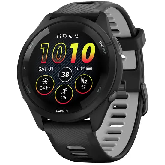 RELOJ GARMIN FORERUNNER 265 46MM BLACK - BLACK/POWDER GRAY BAND 010-02810-00