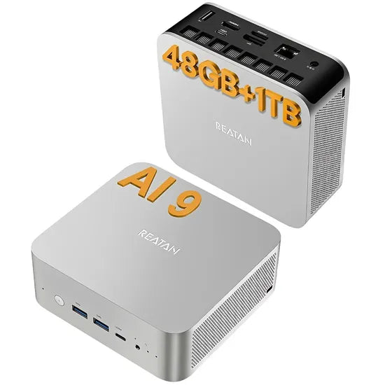 MINI PC REATAN X8 AI R9-470 5.2GHZ/48GBD5/1TBSSD/2USB/HDMI/DP/LAN/TYPE-C/BT/WIFI/SILVER