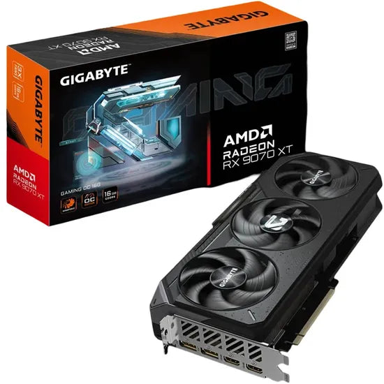 PLACA DE VIDEO GIGABYTE RADEON RX9070 XT GAMING OC 16GB RGB/3FAN GV-R9070XTGAMING OC-16GD 3GTA.BR-PY