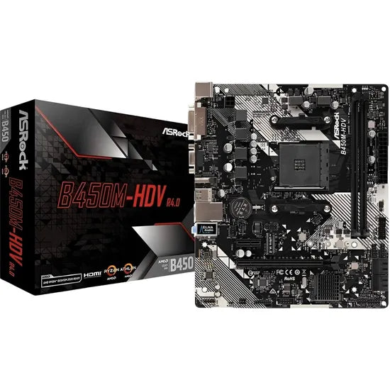 PLACA MADRE ASROCK (AM4) B450M-HDV R4.0 VGA/HDMI/M.2/LAN/USB/DDR4