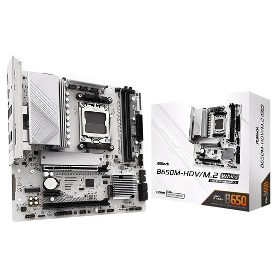 PLACA MADRE ASROCK AM5 B650M-HDV/M.2 WHITE HDMI/ DP/USB3.2/2M.2/DDR5/MATX